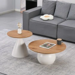 Coffee tables Caple pakoworld set of 2 white metal- mdf in natural shade Coffee tables Caple pakoworld set of 2 white metal- mdf in natural shade