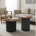 Dovel pakoworld mdf coffee table set of 2 walnut-black metal