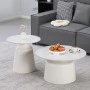 Coffee tables Dualis pakoworld set of 2 pieces metal-sintered stone in white marble