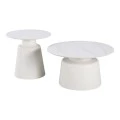 Coffee tables Dualis pakoworld set of 2 pieces metal-sintered stone in white marble