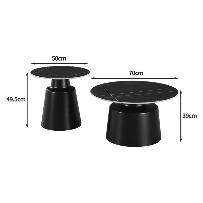 Parquet pakoworld coffee tables set of 2 black metal- mdf in natural shade