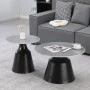 Τραπέζια σαλονιού Sculpt pakoworld σετ 2τεμ μέταλλο μαύρο- sintered stone γκρι μάρμαρο