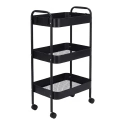 3-tier trolley Nedea pakoworld black metal 41x30x77cm