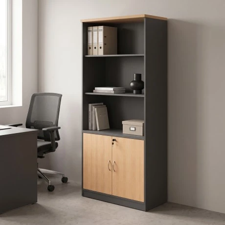 Professional bookcase Fesialo pakoworld natural-anthracite 80x40x180cm