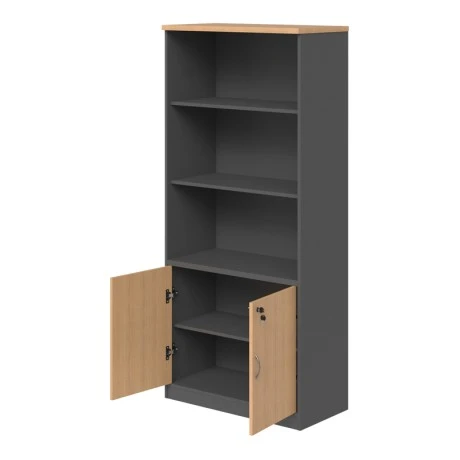 Professional bookcase Fesialo pakoworld natural-anthracite 80x40x180cm