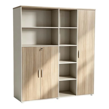 Βιβλιοθήκη γραφείου Jabari pakoworld σε oak-μπεζ απόχρωση 160x40x200εκ