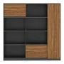 Professional oscar pakoworld professional office display bookcase melamine in walnut-charcoal shade 180x40x180cm