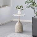 Side table Amphora pakoworld cappuccino metal-marble-look travertine D40x60cm