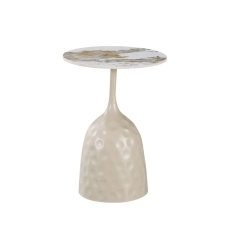 Side table Amphora pakoworld cappuccino metal-marble-look travertine D40x60cm