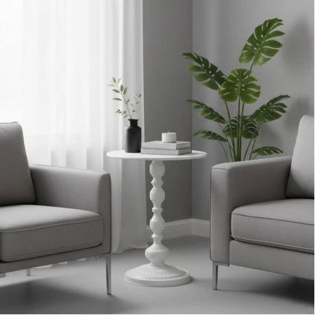 Anesor pakoworld metal side table in cream shade D40x52cm