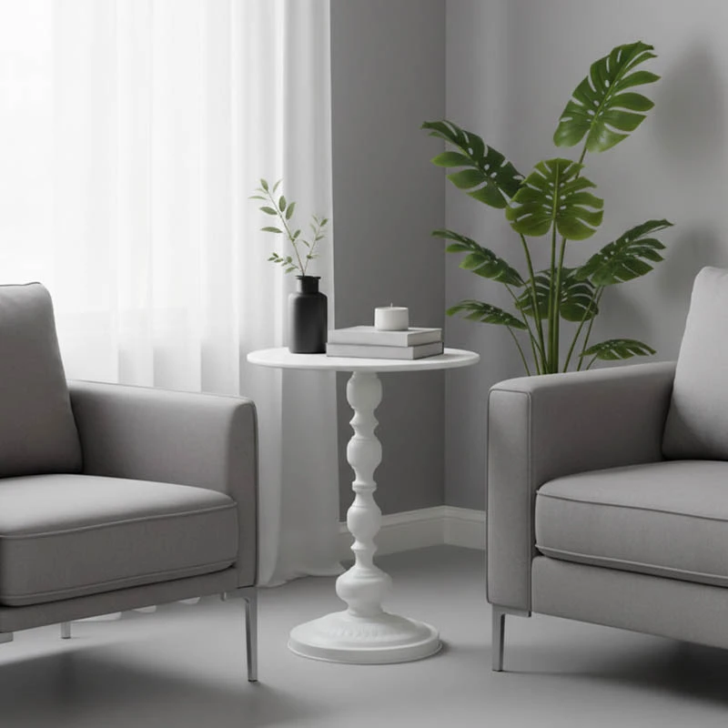 Anesor pakoworld metal side table in cream shade D40x52cm