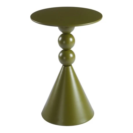 Side table Bilane pakoworld metal in olive green shade D39x60cm