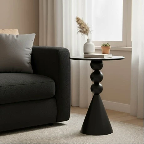 Side table Bilane pakoworld metal in black shade D39x60cm