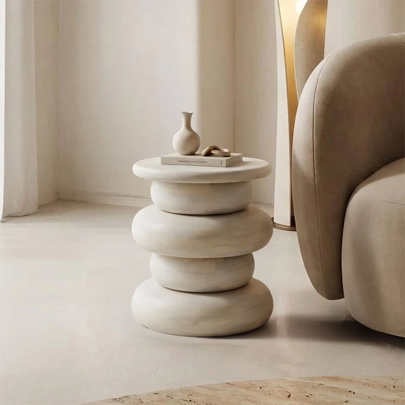 Side table Circena pakoworld solid mango wood white D40x45cm