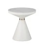 Βοηθητικό τραπέζι Coozlin Inart sintered stone σε απόχρωση λευκό μαρμάρου με λευκό-χρυσό μέταλλο Φ50x50εκ