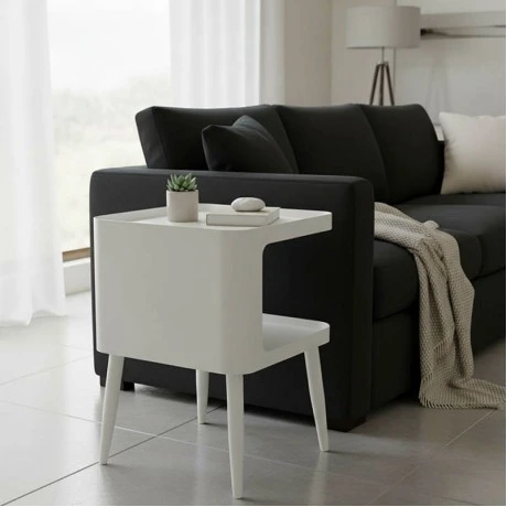 Cubino pakoworld metal side table in cream shade 35x35x50cm