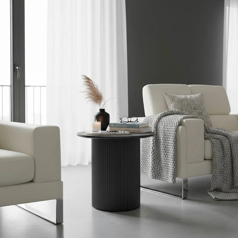 Dovel pakoworld side table mdf-metal in black shade D50x50cm
