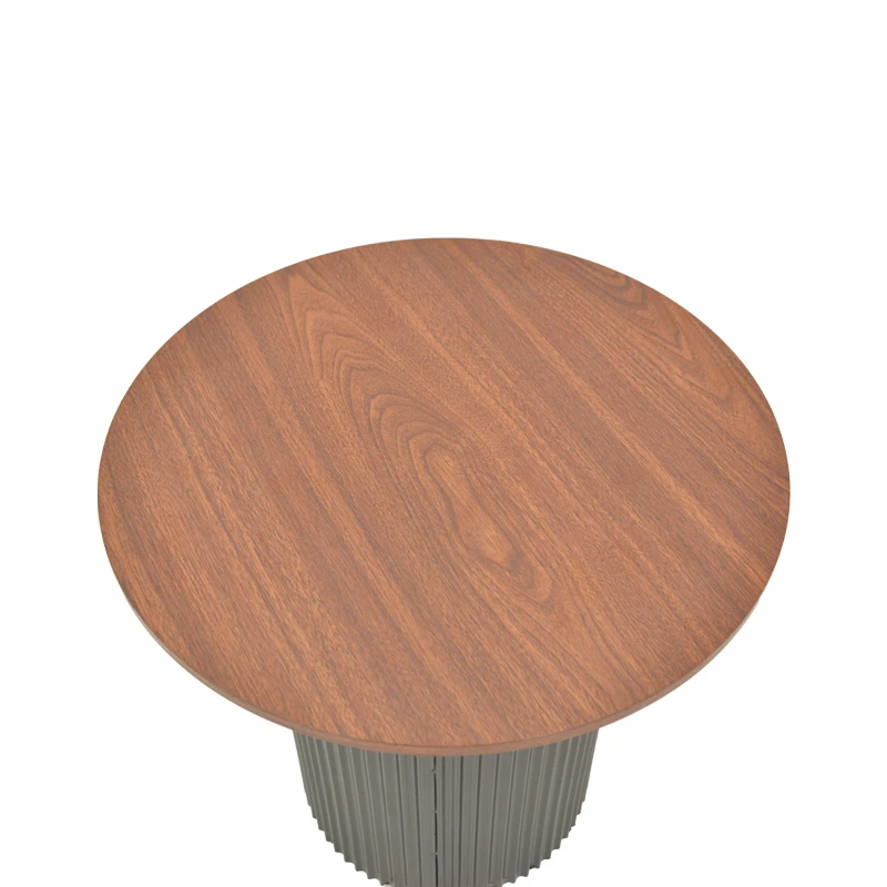 Βοηθητικό τραπέζι Dovel pakoworld mdf σε καρυδί-μαύρο μέταλλο Φ50x50εκ