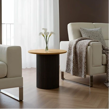 Dovel pakoworld side table mdf in sonoma-black metal D50x50cm