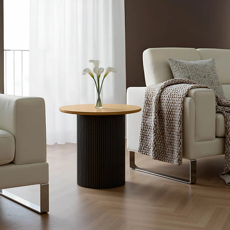 Dovel pakoworld side table mdf in sonoma-black metal D50x50cm
