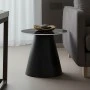 Βοηθητικό τραπέζι Fabrin Inart μαύρο μαρμάρου sintered stone-μαύρο μέταλλο Φ50x46εκ