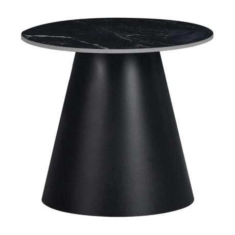 Fabrin Inart side table black marble sintered stone-black metal D50x46cm
