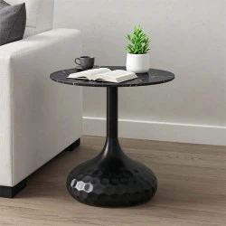 Coffee table Fabron Inart black sintered stone D50x52cm