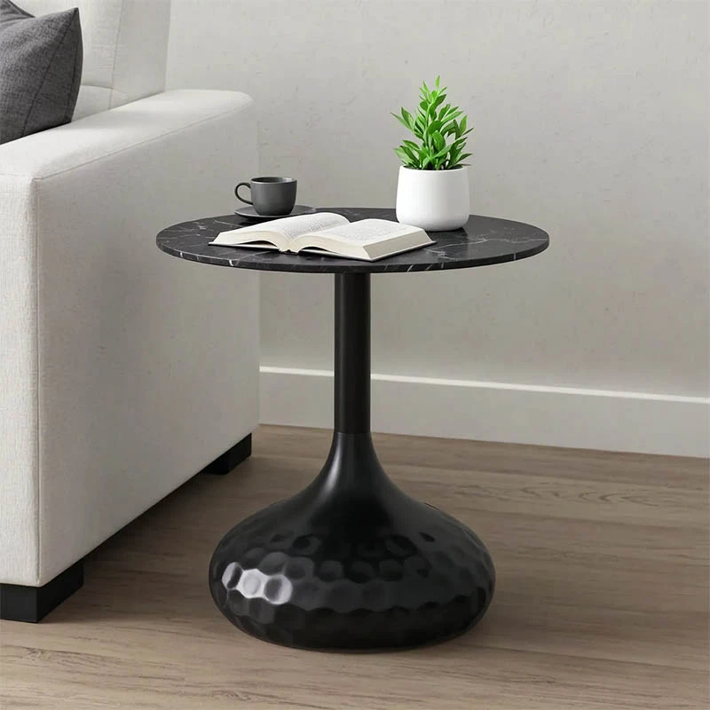 Coffee table Fabron Inart black sintered stone D50x52cm