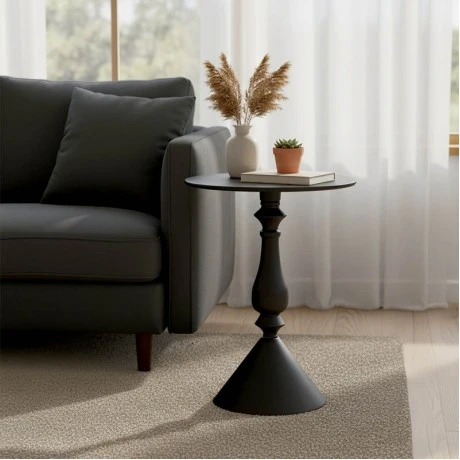 Lalou pakoworld metal side table in black shade D40x55cm
