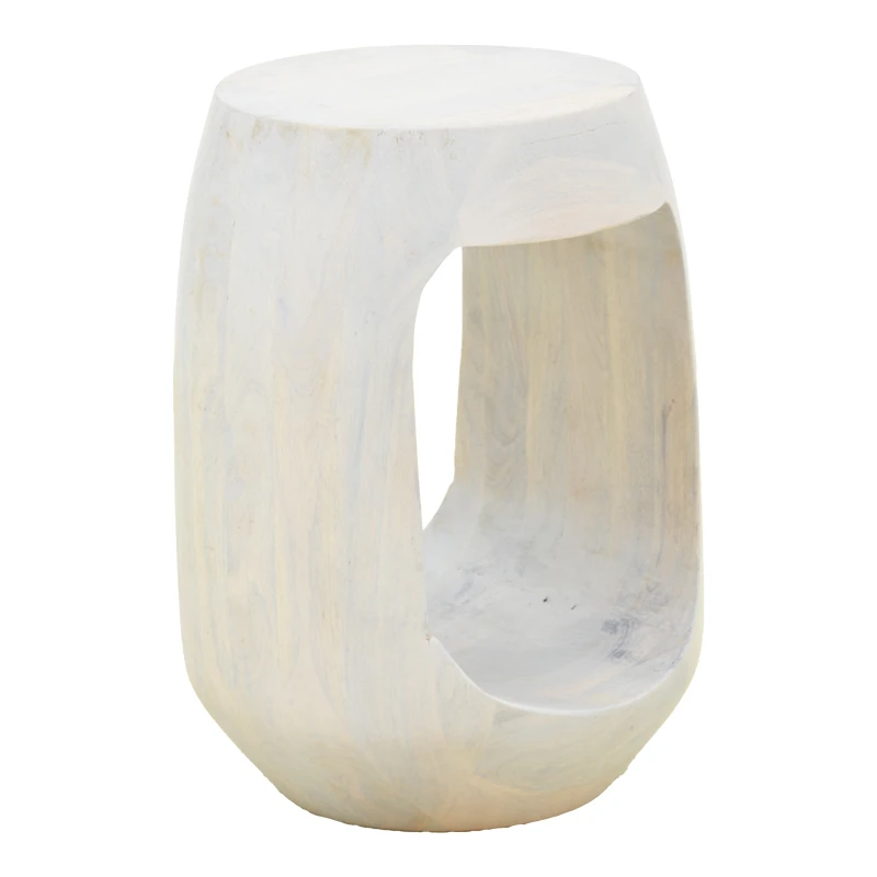 Side table Lenora pakoworld solid mango wood white D33x45cm