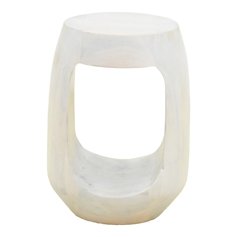 Side table Lenora pakoworld solid mango wood white D33x45cm
