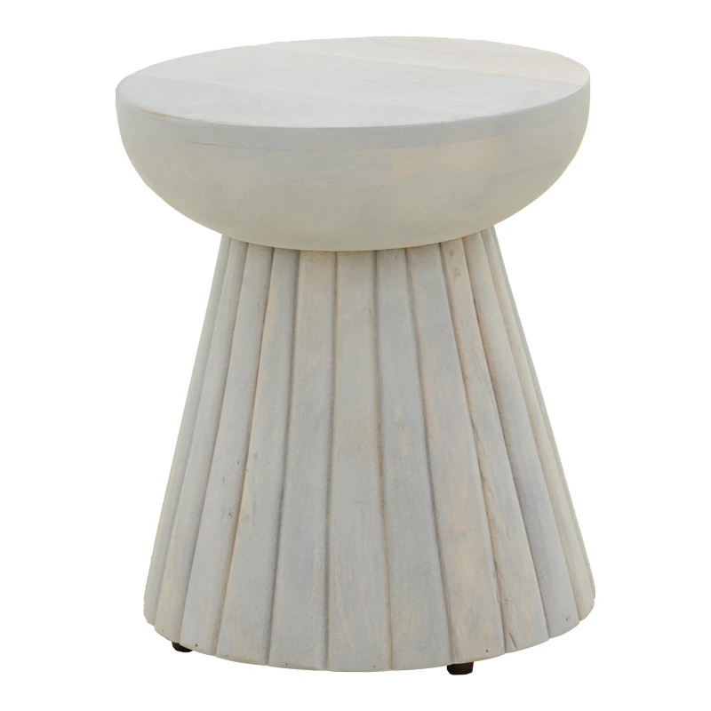 Side table Nemira pakoworld solid mango wood white D30x35cm