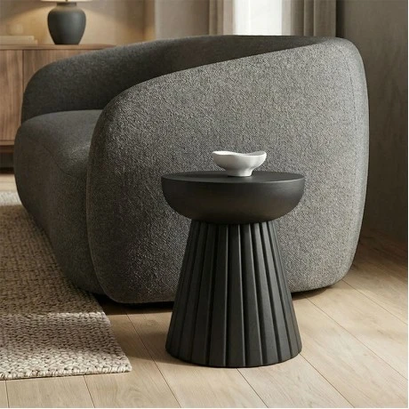 Side table Nemira pakoworld solid mango wood black D30x35cm