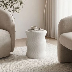 Side table Rinda pakoworld ecru MGO D33x40cm