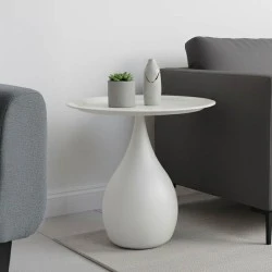 Samino pakoworld metal side table in cream shade D39x46cm