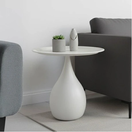 Samino pakoworld metal side table in cream shade D39x46cm