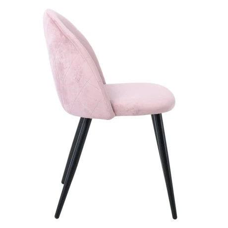 Bella chair with metallic legs in black color and fabric in velure dirty pink color 50x57x81cm.