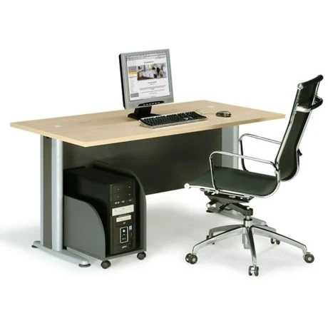Basic professional office in dark grey - beech color 150x80x75cm.