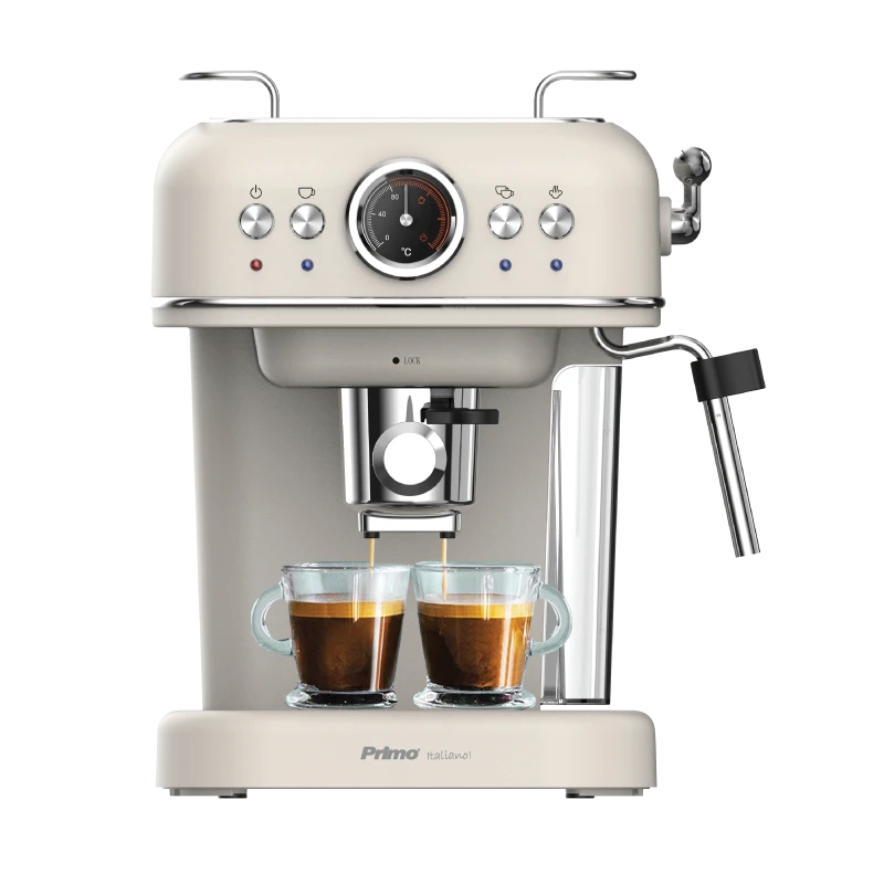 Μηχανή Καφέ Espresso PREM-40445 Primo Eco 20Bar 3σε1 Αναλογικό καντράν θερμοκρασίας Ιβουάρ-Chrome