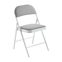 BRENDA Folding Chair Grey Fabric (White Paint) BRENDA Folding Chair Grey Fabric (White Paint)